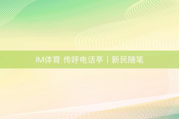 IM体育 传呼电话亭丨新民随笔
